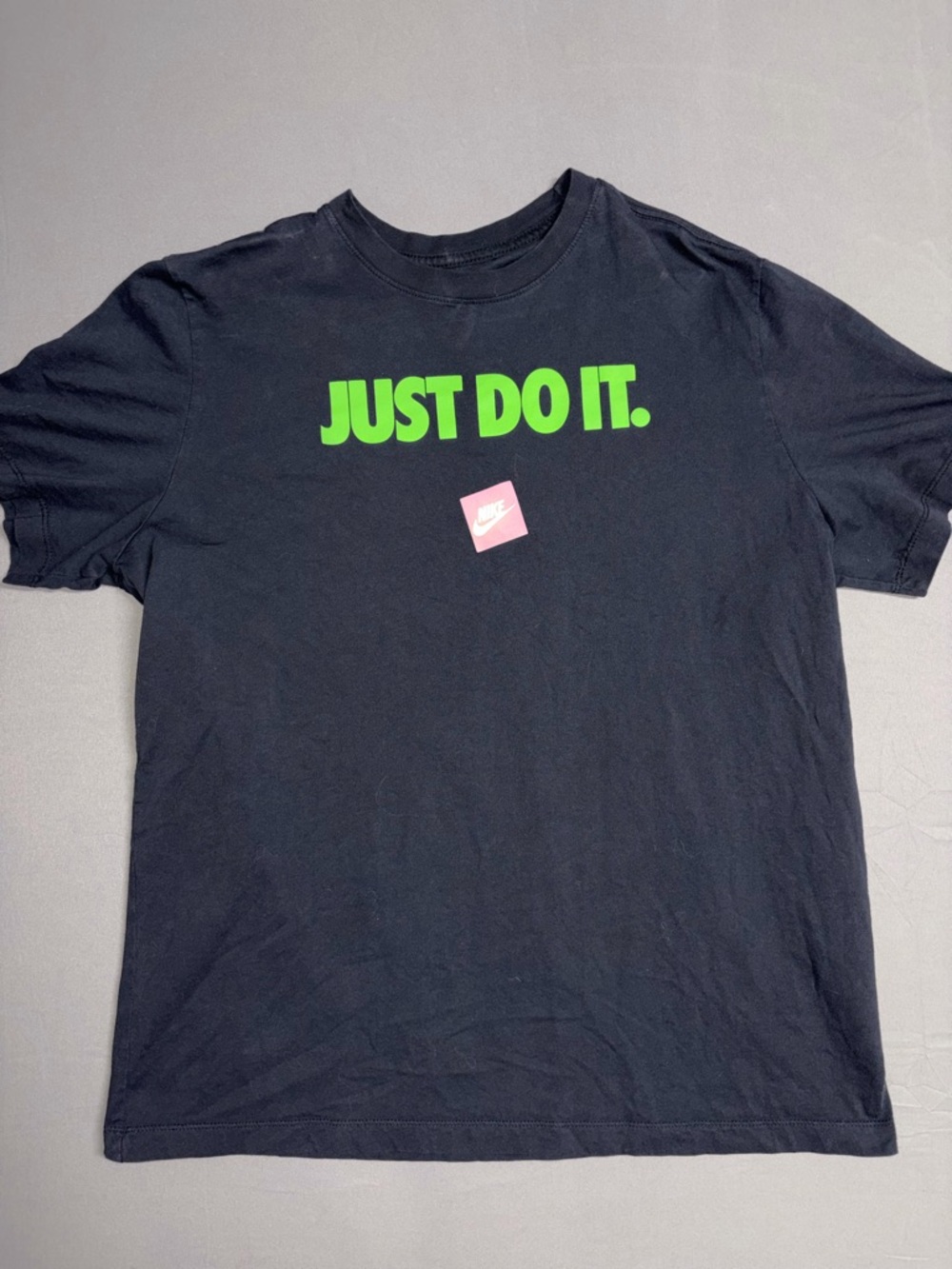 Nike Black Short-Sleeve Tee with Neon Green "JUST DO IT." Graphic